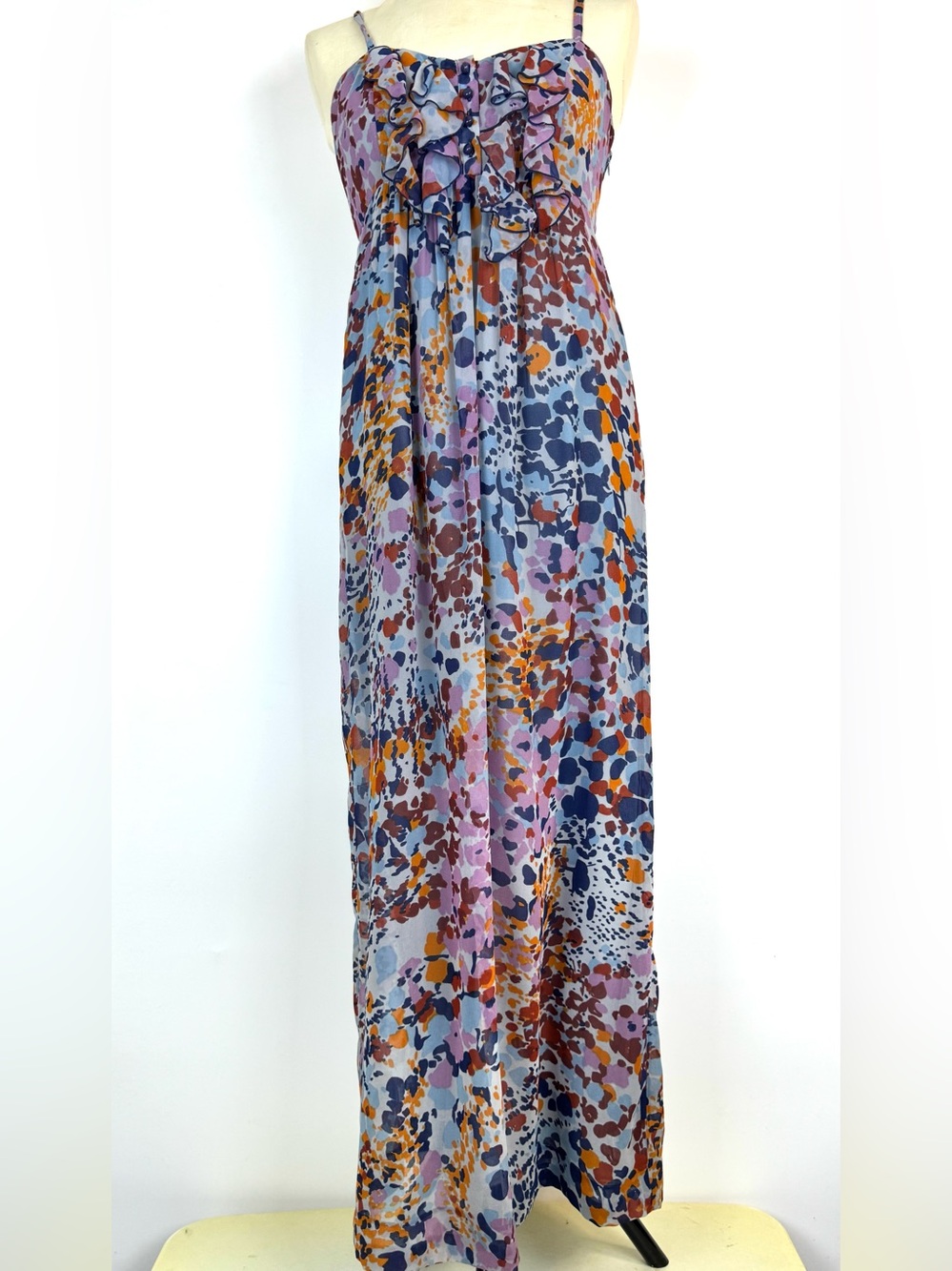 kensie Colorful Print Dress in Light Blue, Lavender, Rust, and Pink